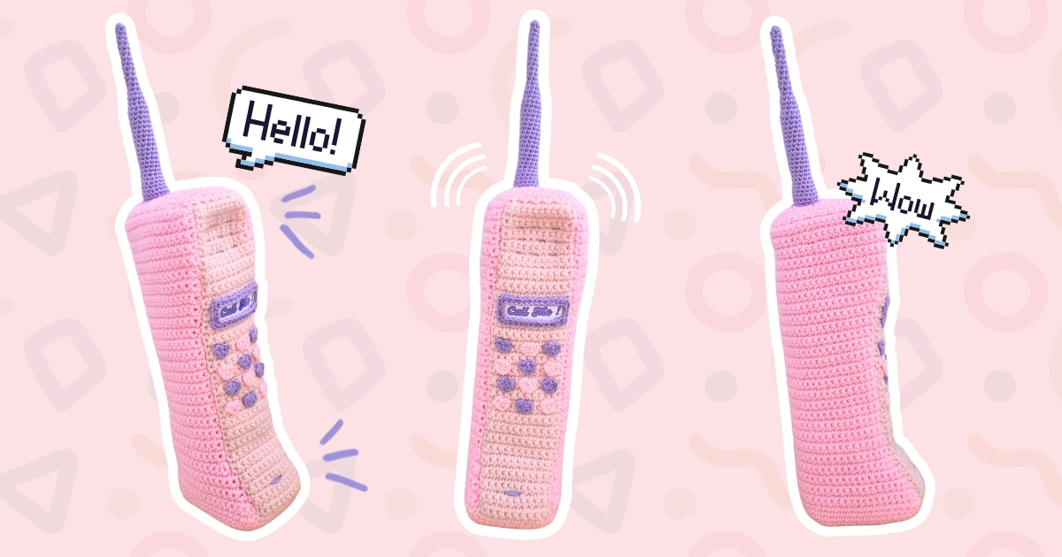 Crochet Brick Phone Pattern: Retro 90s Phone