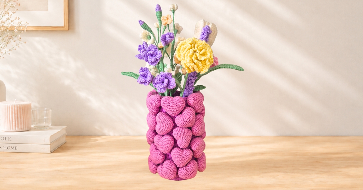 Crochet Heart Vase Pattern