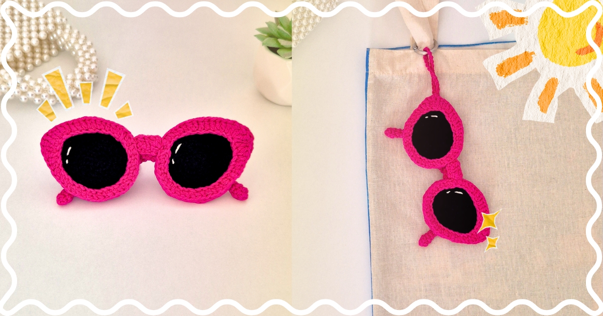 Retro Cat Eye Crochet Sunglasses Pattern – Cute Bag Charm Accessory